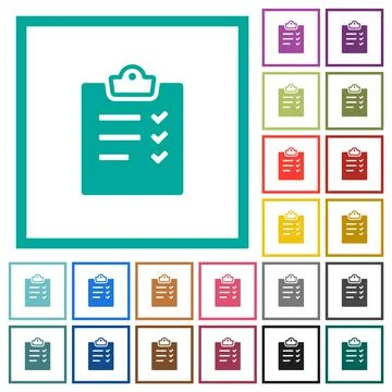 Task list alternate flat color icons with quadrant frames Stock Illustration