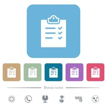 Task list alternate flat icons on color rounded square backgrounds Stock Illustration