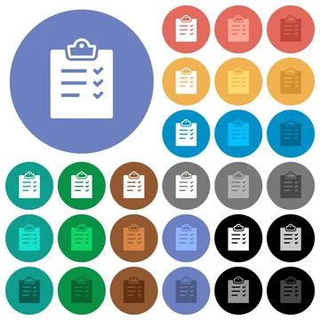 Task list alternate round flat multi colored icons Stock Illustration