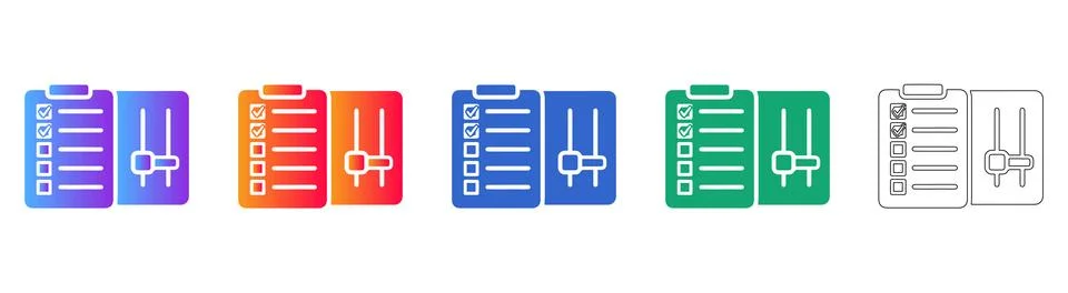 Task List and Settings Adjustment Icons 库存插图
