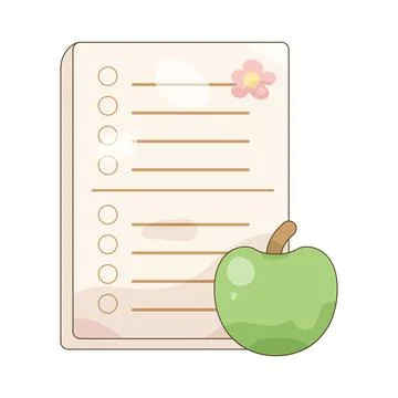 Task list with apple Stock Illustration