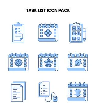 Task List Blue Collection Icons Pack Stock Illustration