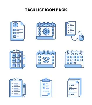Task List Blue Design Icons Pack Stock Illustration