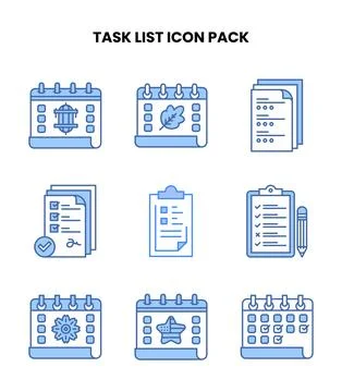 Task List Blue Scalable Icons Pack Stock Illustration