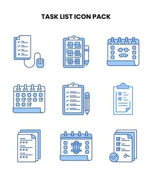 Task List Blue UI Icons Pack Stock Illustration