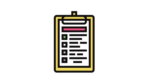 Task list clipboard hybrid work color icon animation Stock Footage 326116806