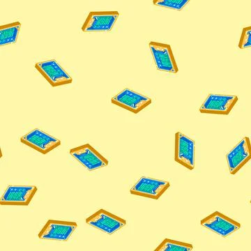 Task list clipboard hybrid work isometric icon seamless pattern Illustrazione stock