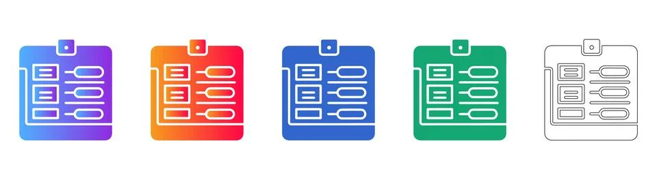 Task List Clipboard Icon Collection Illustrazione stock