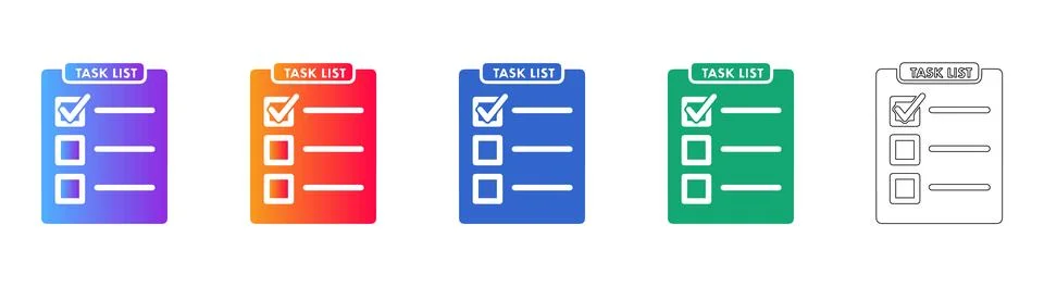 Task List Clipboard Icon Set Stock Illustration