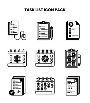 Task List DuoTone Set Icons Pack Stock Illustration