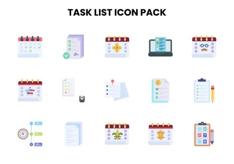 Task List Flat Bundle Icons Pack 스톡 일러스트