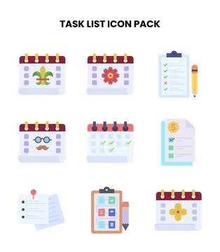 Task List Flat Graphics Icons Pack Stock Illustration