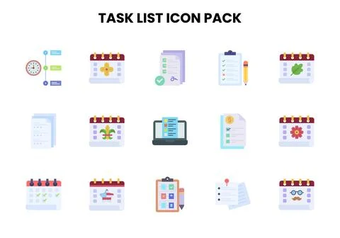 Task List Flat UI Icons Pack Stock Illustration