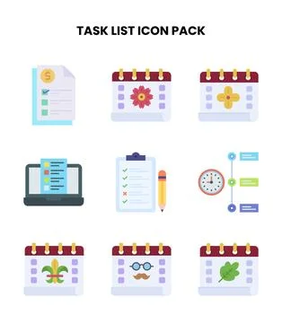 Task List Flat Vector Icons Pack Stock Illustration