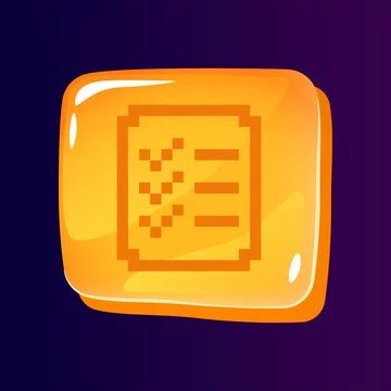 Task list glossy ui button with pixelated icon 스톡 일러스트
