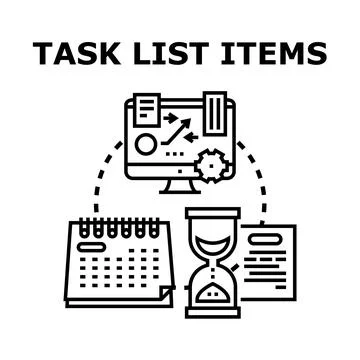 Task list items planning management and organization concept Stock Illustration