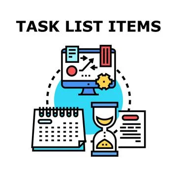 Task list items planning management and organization concept Stock Illustration