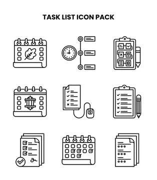Task List Line Design Icons Pack Stock Illustration