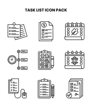 Task List Line Graphics Icons Pack Illustrazione stock