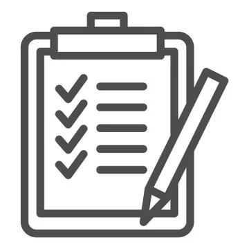 Task list line icon. Clipboard vector illustration isolated on white. Checklist Illustrazione stock