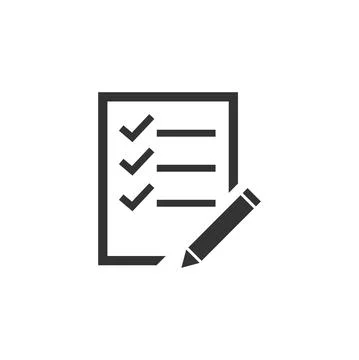 Task list line vector icon. Check list with pen isolated over white background Stock Illustration