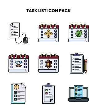 Task List Lineal Color Graphics Icons Pack Stock Illustration