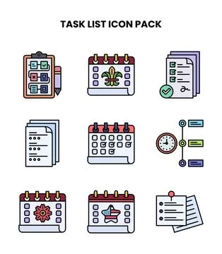 Task List Lineal Color Graphics Icons Pack Stock Illustration
