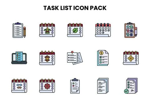 Task List Lineal Color Scalable Icons Pack Stock Illustration