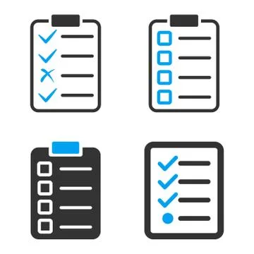 Task List Pad Flat Bicolor Vector Icons Stock Illustration