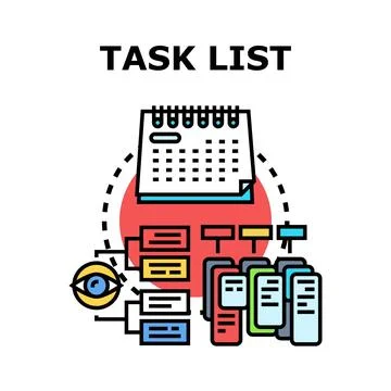 Task list planning and workflow management process Stock Illustration