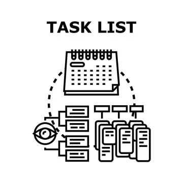 Task list planning and workflow management process Stock Illustration