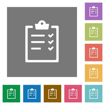 Task list square flat icons Stock Illustration