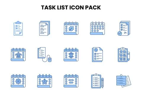 Task List Two Colour Graphics Icons Pack Stock Illustration