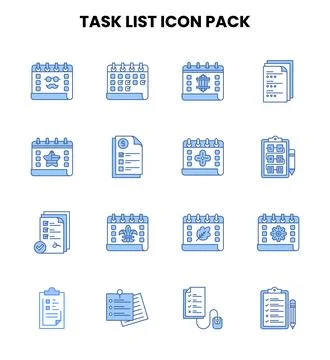 Task List Two Colour Scalable Icons Pack Stock Illustration