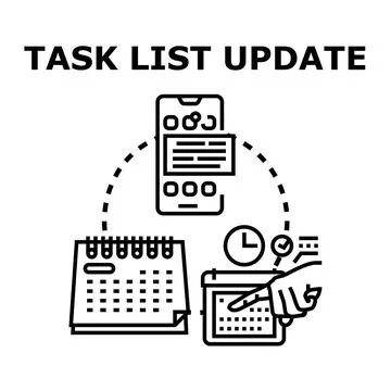 Task list update concept with mobile planning calendar Ilustração Stock