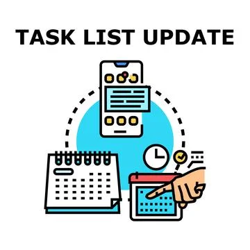Task list update concept with mobile planning calendar Stock Illustration
