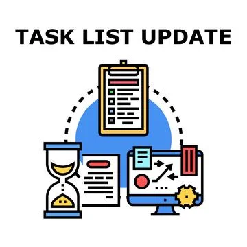 Task list update concept for project management Stock Illustration