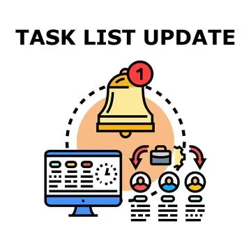 Task list update managing project notification process Stock Illustration