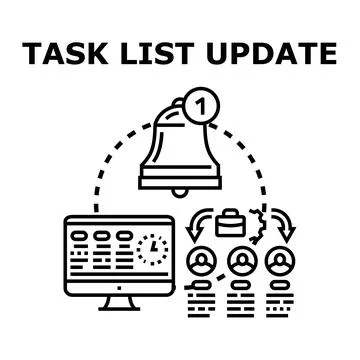 Task list update managing project notification process Stock Illustration