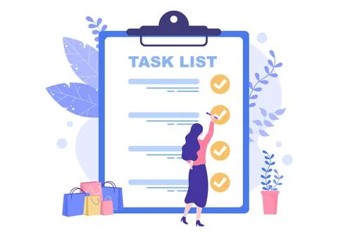 Task List Vector Illustration To Do list Time Management, Work Planning or Or Stock Illustration