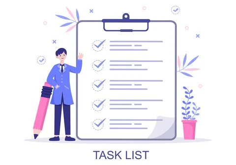 Task List Vector Illustration To Do list Time Management, Work Planning or Or Stock Illustration