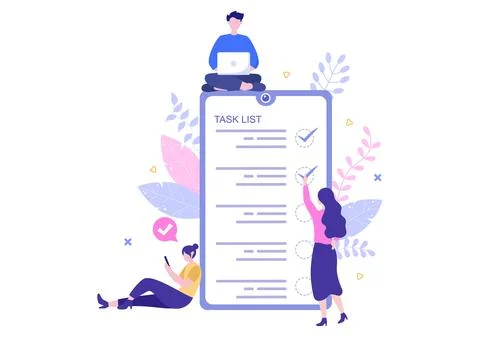 Task List Vector Illustration To Do list Time Management, Work Planning or Or Stock Illustration