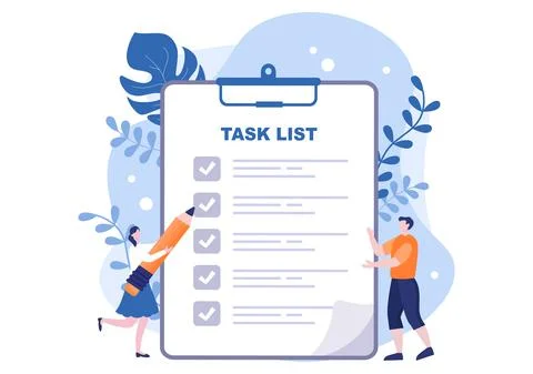 Task List Vector Illustration To Do list Time Management, Work Planning or Or Stock Illustration