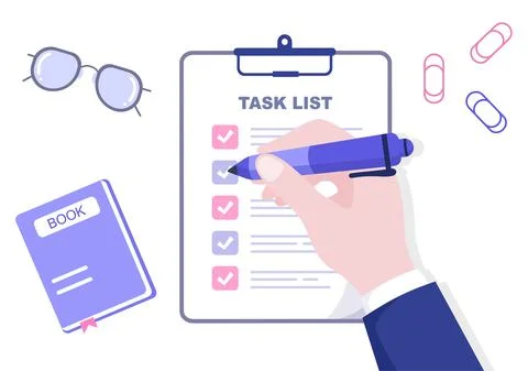 Task List Vector Illustration To Do list Time Management, Work Planning or Or Stock Illustration