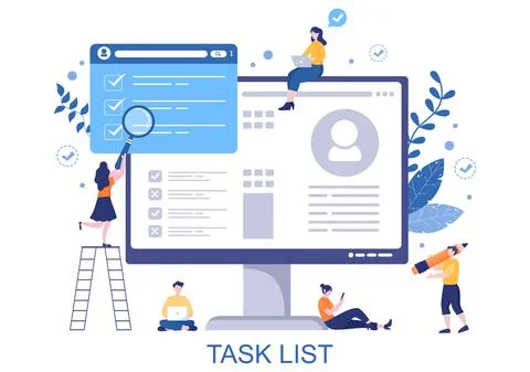 Task List Vector Illustration To Do list Time Management, Work Planning or Or Stock Illustration