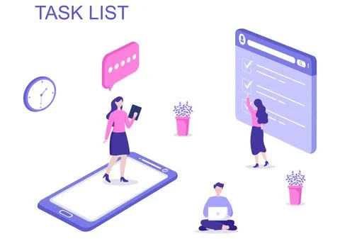 Task List Vector Illustration To Do list Time Management, Work Planning or Or Stock Illustration