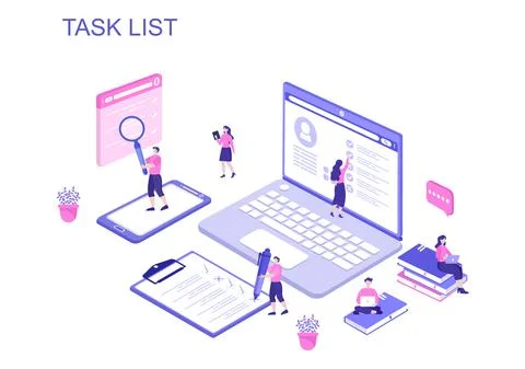 Task List Vector Illustration To Do list Time Management, Work Planning or Or Stock Illustration