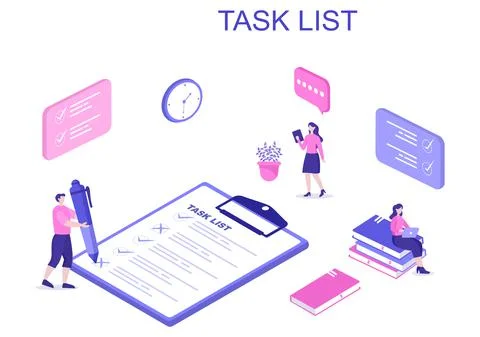 Task List Vector Illustration To Do list Time Management, Work Planning or Or Illustrazione stock