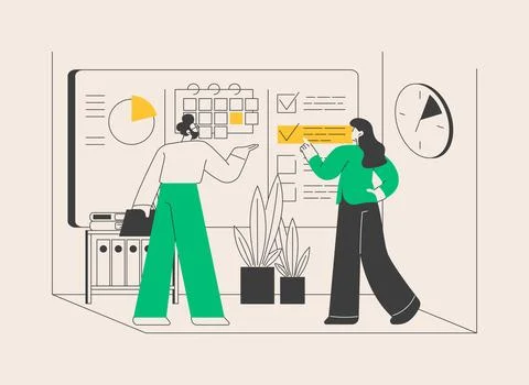 Task management abstract concept vector illustration. Illustrazione stock