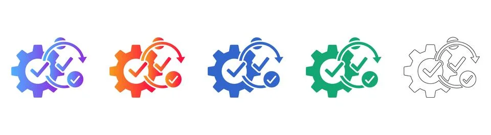 Task Management and Process Completion Icons 库存插图